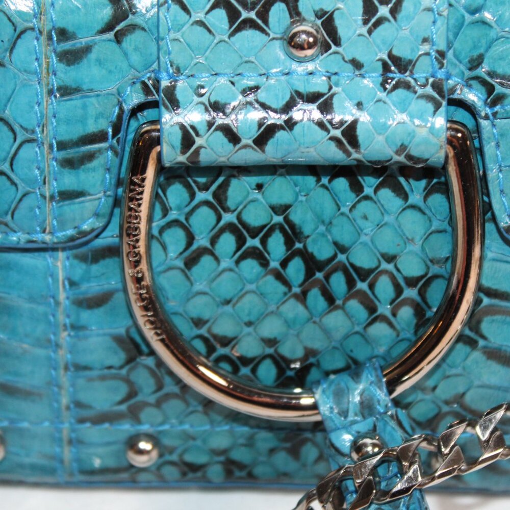 Dolce & Gabbana Turquoise Python Embossed Clutch … - image 8